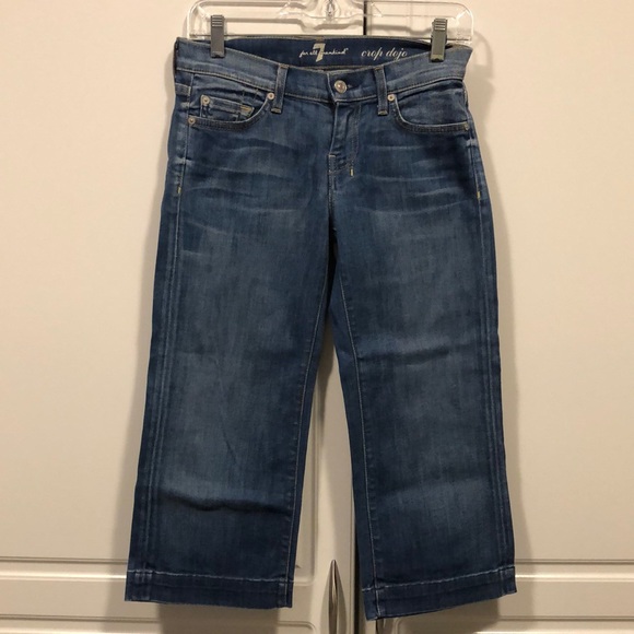7 For All Mankind Denim - 7 for all Mankind capris Women's 26 crop dojo dark blue denim jean EUC